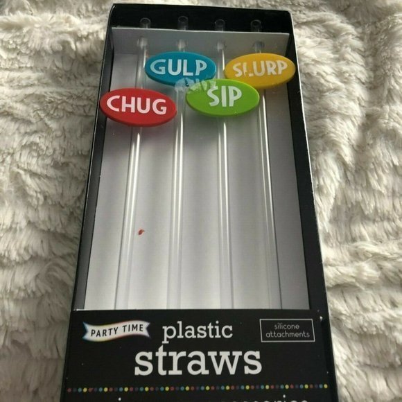 10" Reusable‎ Party Time Straws Gulp Chug Slurp - Picture 2 of 8